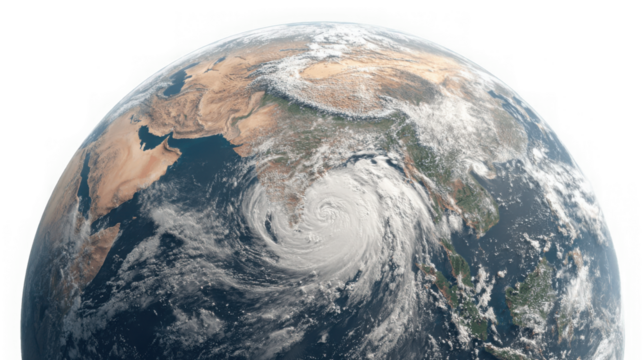 Earth's Hurricane Fury: Satellite View of Vibrant Landscapes and Dynamic Weather