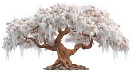 Ethereal Beauty: Artistic Tree with White Foliage in Serene Landscape Decor