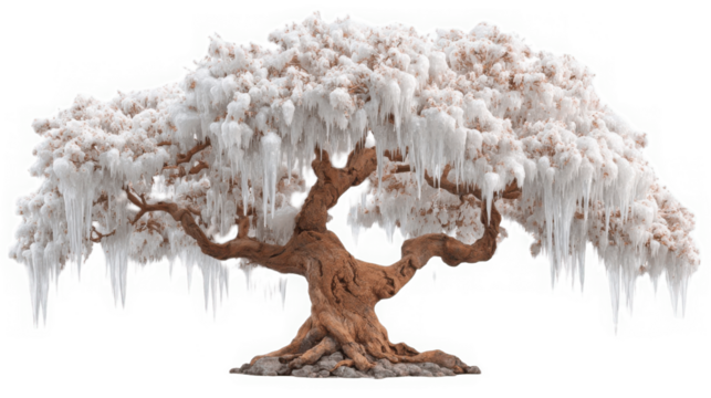 Ethereal Beauty: Artistic Tree with White Foliage in Serene Landscape Decor