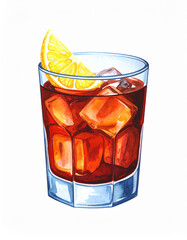 glass of whiskey with ice