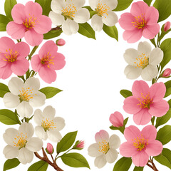 Soft pinks and whites intertwine, creating a captivating floral border.