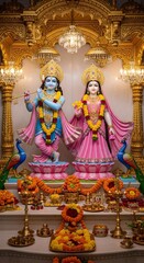 Radha krishna deities at iskcon temple, hindu gods statues and religious art photography india culture