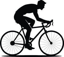 Fototapeta premium Dynamic silhouette of a cyclist in motion on a road bike during a race or training