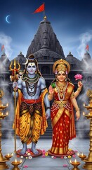 Shiva parvati hindu gods deities temple indian culture spirituality divine power religious art worship 94