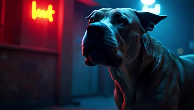 Cane corso roaring with a deep bark