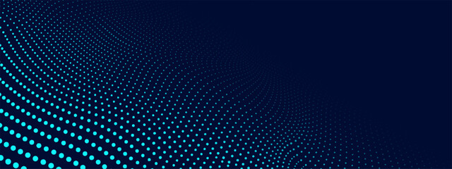 Abstract wave with moving dots. Flow of particles. Vector cyber technology illustration.