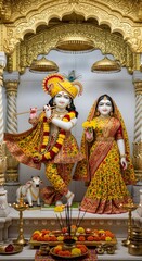 Explore krishna and radha statues in temple: hindu deities, divine love, indian culture, spirituality