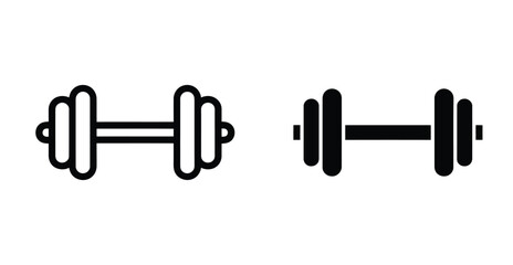 Vector art of a black and white dumbbell representing fitness and exercise stands on a white background
