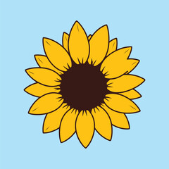 Vibrant yellow sunflower illustration adds a touch of sunshine to any design project this summer
