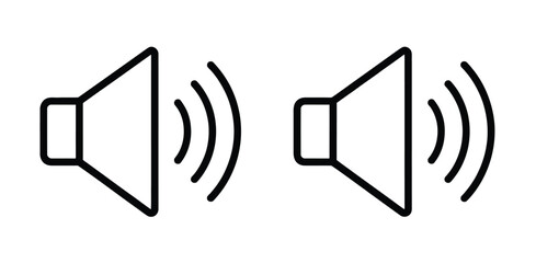 Vector art of two speaker icons are displayed representing sound volume and the power of audio communication