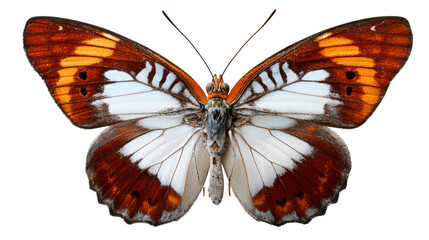 Apatura Iris Butterfly with Orange and White Wings on Transparent Background Isolated