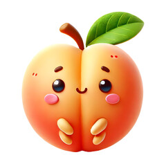 Cute 3d apricot design isolated on white background