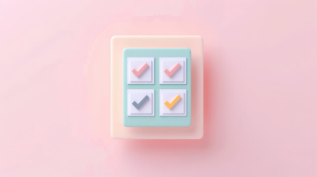 Checkmarks on pastel paper in a clear holder - Powered by Adobe