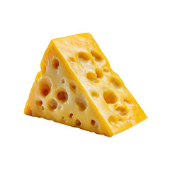 Wedge of swiss cheese with holes isolated on transparent background