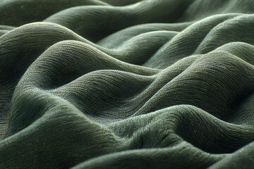 Close-up image of green mesh fabric with a wavy texture, showcasing an intricate pattern, perfect for background, textile, or design inspiration purposes.