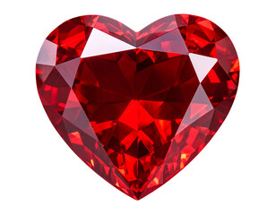  Geometric Red Heart Symbol with Faceted Crystal Look on Dark Woven Fabric Texture, Isolated PNG