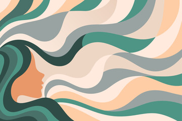 Abstract profile with flowing waves woman face