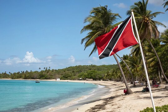 Vibrant Trinidad and Tobago Flag Celebrates National Day on Beach August 31