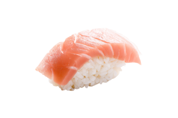 a piece of sushi on a white background