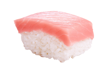 a piece of sushi on a white background