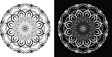 Black and white Easter egg vector with floral mandala pattern and ornamental geometric design