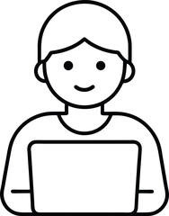 online learning person on laptop icon line art vector illustration on transparent background
