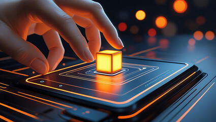 Female hands on a laptop keyboard, artfully mixing tracks on a DJ turntable setup, embody the fusion of technology and music entertainment