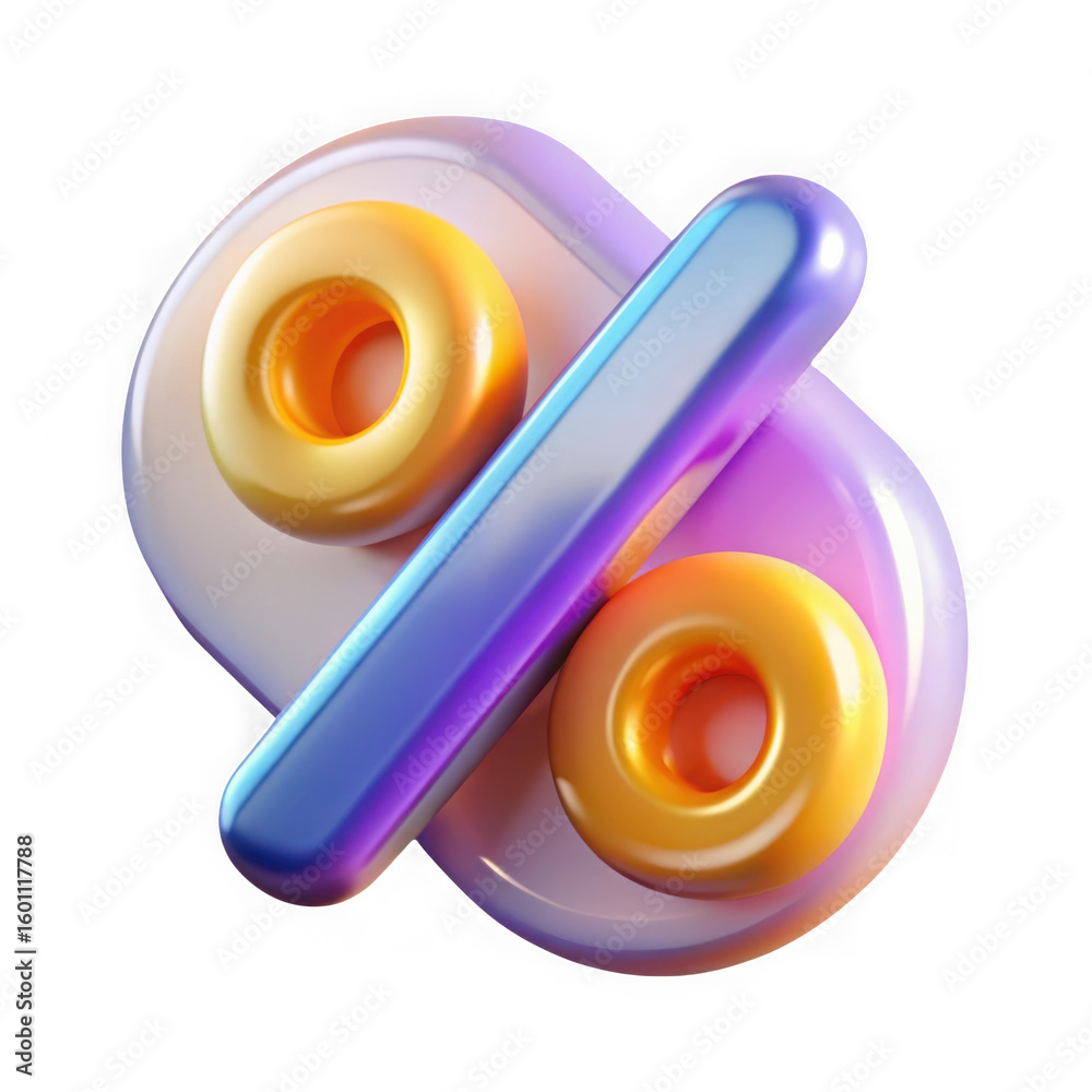 Fototapete 3d rendering of a percentage symbol isolated on transparent background