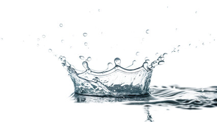 Crown water liquid splash isolated on a white background PNG. AI GENERATED.