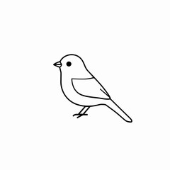 Fototapeta premium Simple line drawing of a small bird standing on a white background 