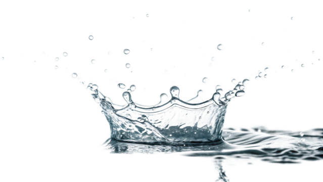 Crown water liquid splash isolated on a white background PNG. AI GENERATED.