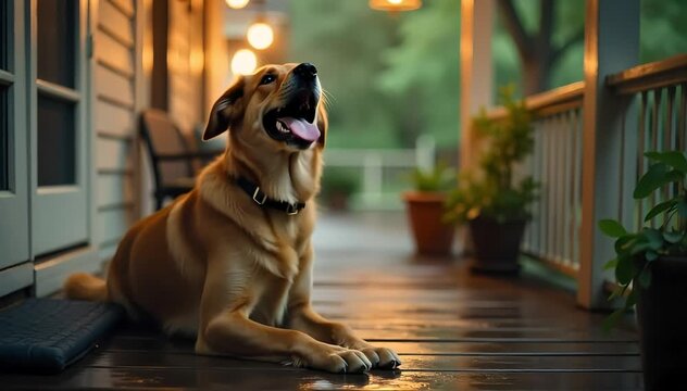 Carolina dog laughing with excited yips