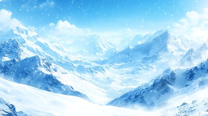 Obraz premium Snowy mountain range under a bright sky.