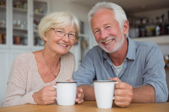 Senior Couple Enjoying a Cozy Tea Time Together at Home in a Warm Atmosphere