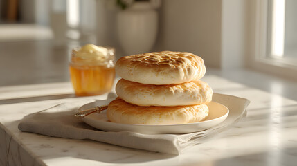 A stack of three pillowy airy cloud breads