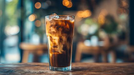 A tall glass of dark Vietnamese iced coffee
