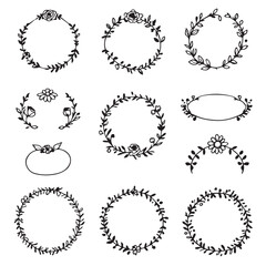 Obraz premium Charming hand-drawn floral wreath and frame designs for beautiful invitations