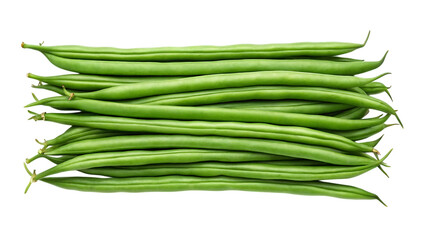 Fresh green beans pile isolated on transparent background