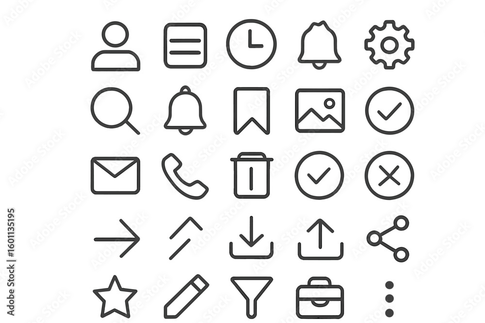 Poster user interface line icons set. ui ux thin outline vector symbols for website and mobile app design. 
