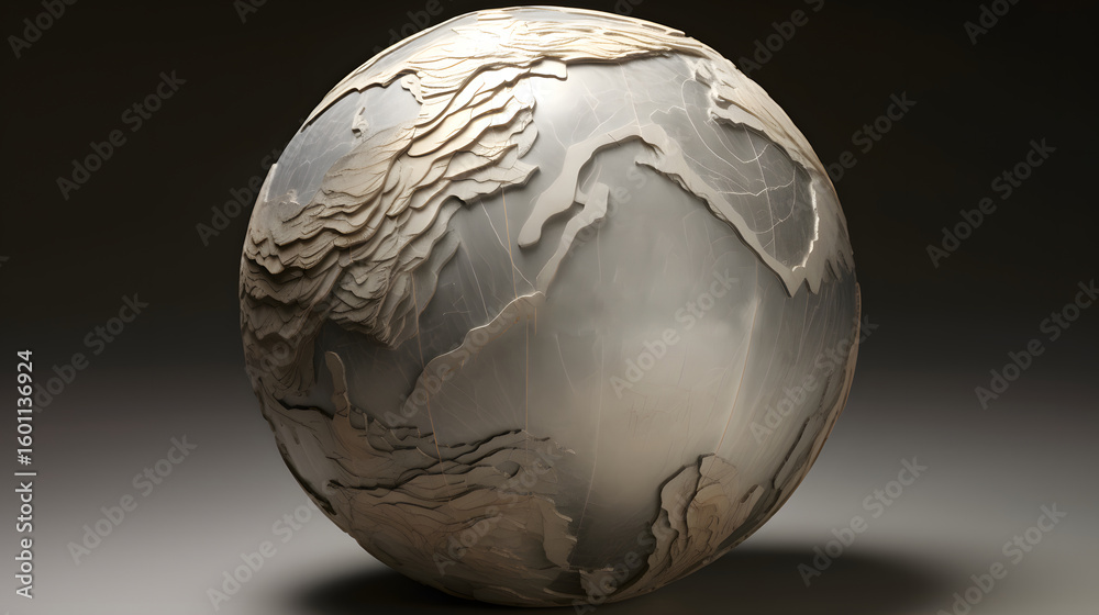 Fototapete abstract earth globe world map sculpture design artistic rendering concept