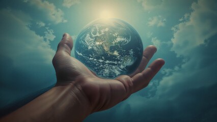 hand holding earth