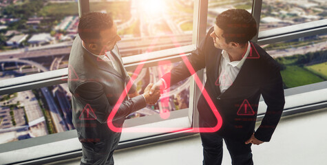 Cybersecurity alert warning showing red cyber for data breach, network threat, and cyber security system vulnerability with emphasis on security risk, caution, digital protection Vouch