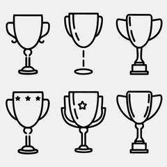 Collection of some simple trophy icons in outline style.