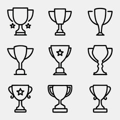 Collection of some simple trophy icons in outline style.