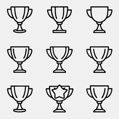 Collection of some simple trophy icons in outline style.