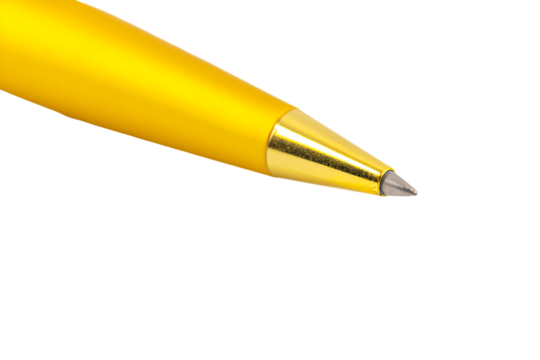 a yellow pen with a tip on a white background