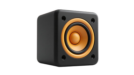 Fototapeta premium Black speaker box icon, acoustic audio equipment in 3D cartoon look. Isolated on transparent background 
