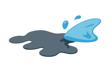 Obraz premium Blue liquid splashing onto a dark grey puddle on black background