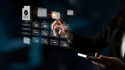Task management workflow dashboard visualizing to-do lists, ongoing tasks, review status, and...