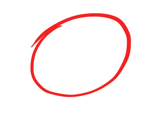 Doodle red circle brush stroke marker highlighter isolated on transparent background